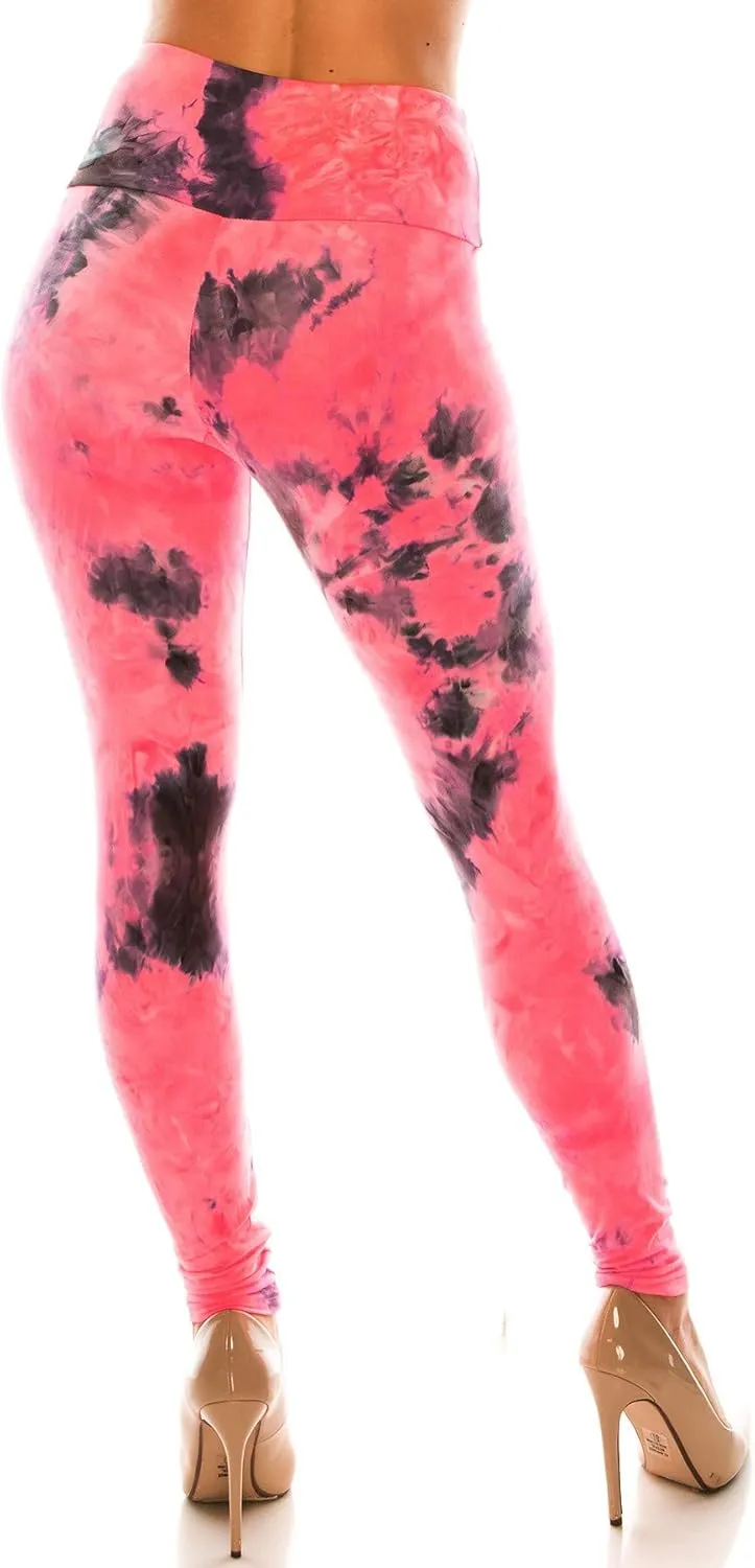 2Chique Boutique Women's High Waist Tie Dye Fashion Leggings Super Soft Stretch Fabric