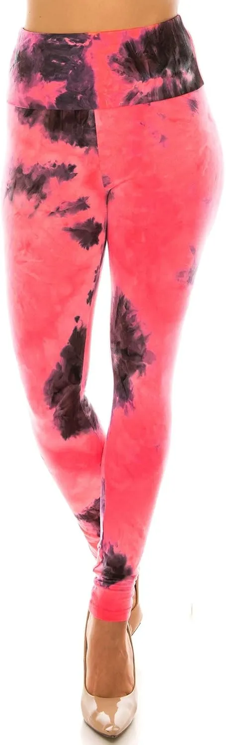 2Chique Boutique Women's High Waist Tie Dye Fashion Leggings Super Soft Stretch Fabric