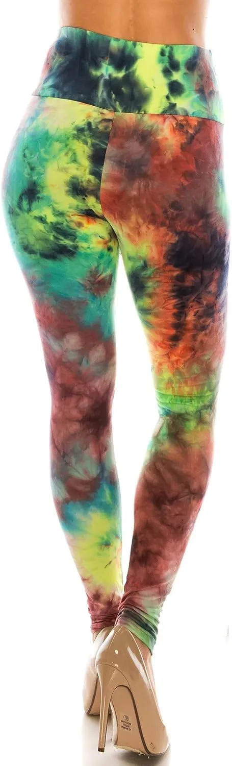 2Chique Boutique Women's High Waist Tie Dye Fashion Leggings Super Soft Stretch Fabric