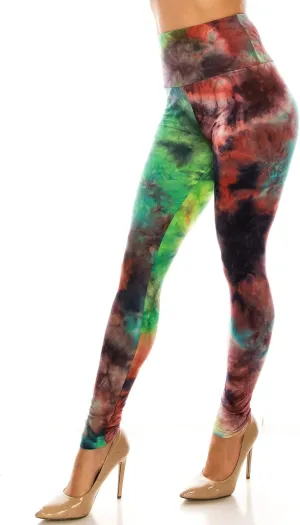 2Chique Boutique Women's High Waist Tie Dye Fashion Leggings Super Soft Stretch Fabric