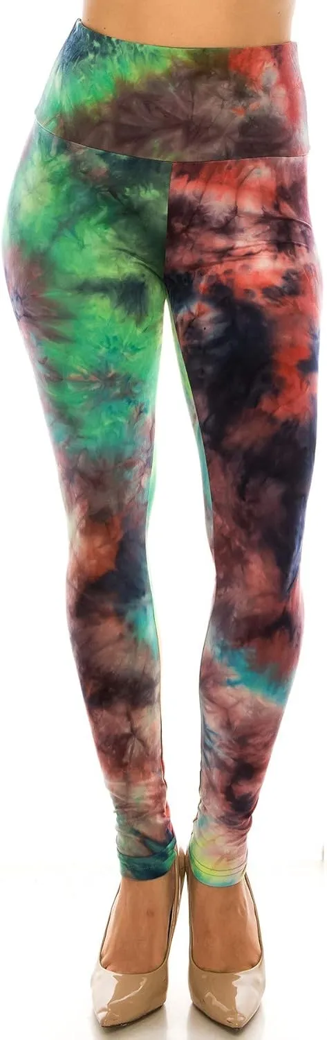 2Chique Boutique Women's High Waist Tie Dye Fashion Leggings Super Soft Stretch Fabric