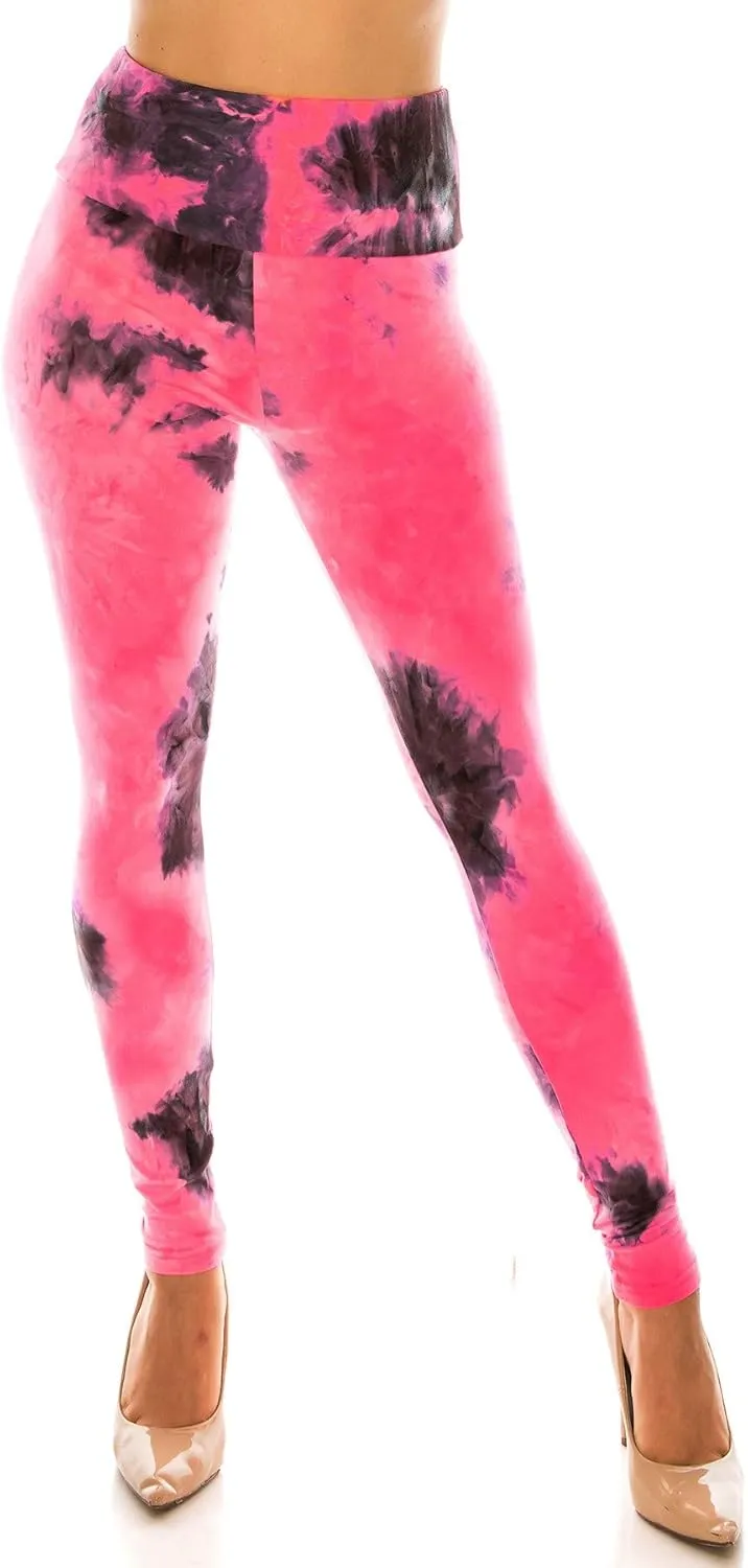 2Chique Boutique Women's High Waist Tie Dye Fashion Leggings Super Soft Stretch Fabric