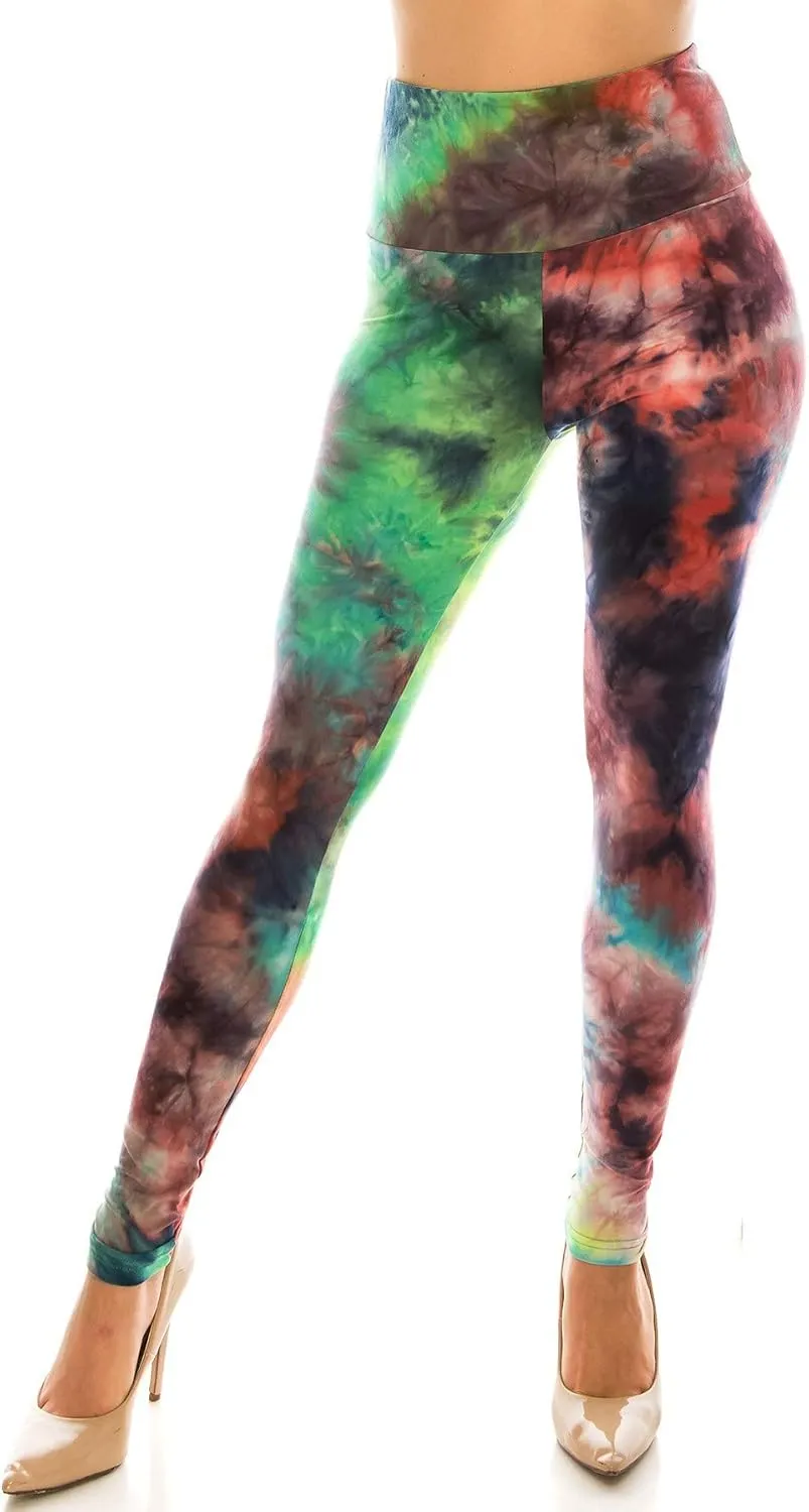2Chique Boutique Women's High Waist Tie Dye Fashion Leggings Super Soft Stretch Fabric