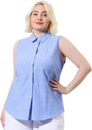 Agnes Orinda Women's Plus Size Sleeveless Top Summer Casual Office Button Down Tank Tops Shirts