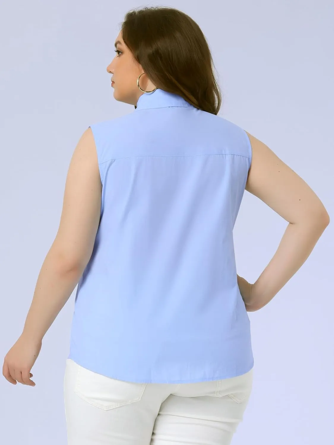 Agnes Orinda Women's Plus Size Sleeveless Top Summer Casual Office Button Down Tank Tops Shirts