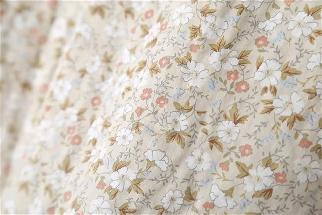 Alloaone Women Parka Loose Thin Double Cotton Floral Printing Soft Skin Warm Cotton-Padded Coat