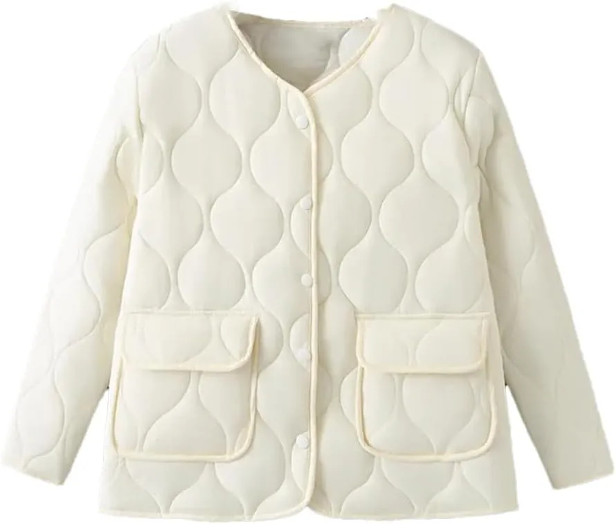 Alloaone Women Parka Loose Thin Gourd Shaped Quilted Cotton-Padded Coat