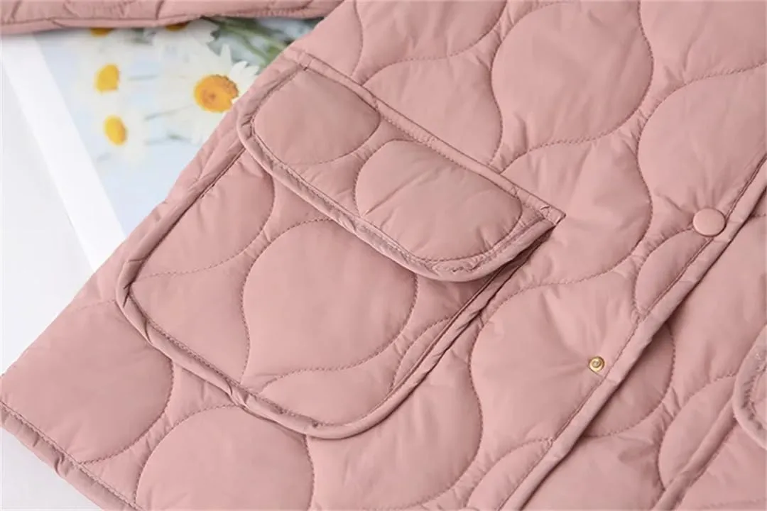 Alloaone Women Parka Loose Thin Gourd Shaped Quilted Cotton-Padded Coat