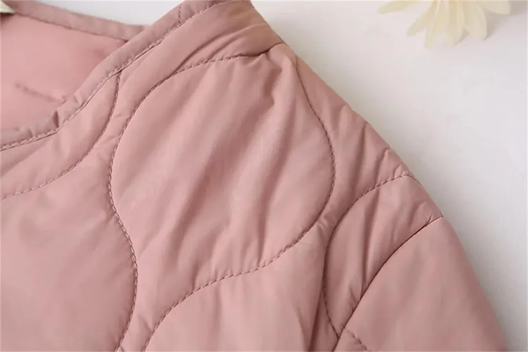 Alloaone Women Parka Loose Thin Gourd Shaped Quilted Cotton-Padded Coat