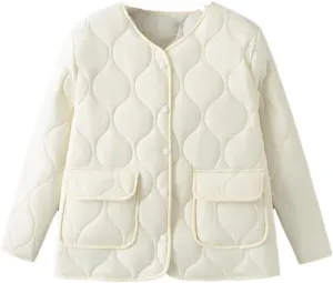 Alloaone Women Parka Loose Thin Gourd Shaped Quilted Cotton-Padded Coat