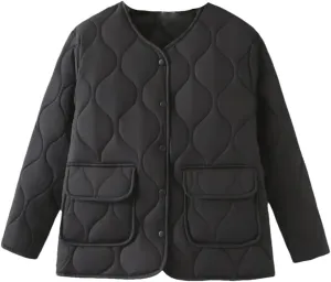 Alloaone Women Parka Loose Thin Gourd Shaped Quilted Cotton-Padded Coat