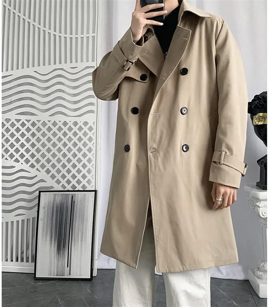 Autumn Long Coat Men Breasted Trench Coat,spring Mens Casual Jackets Full Size