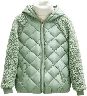 Autumn Winter Women's Cotton Coat Hooded Loose Imitation Lamb Wool Padded Jacket Thin Cotton Short Coat