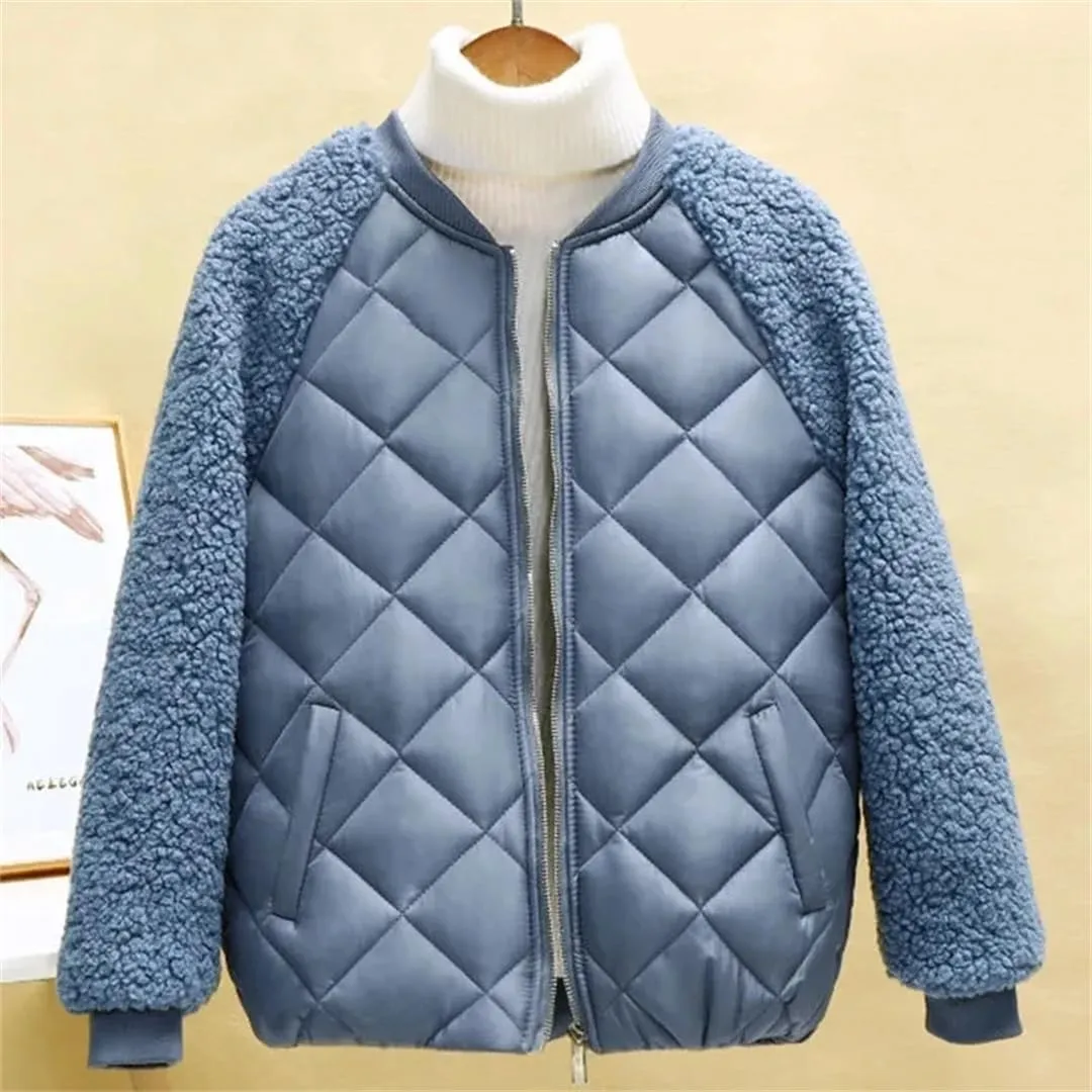 Autumn Winter Women's Cotton Coat Hooded Loose Imitation Lamb Wool Padded Jacket Thin Cotton Short Coat