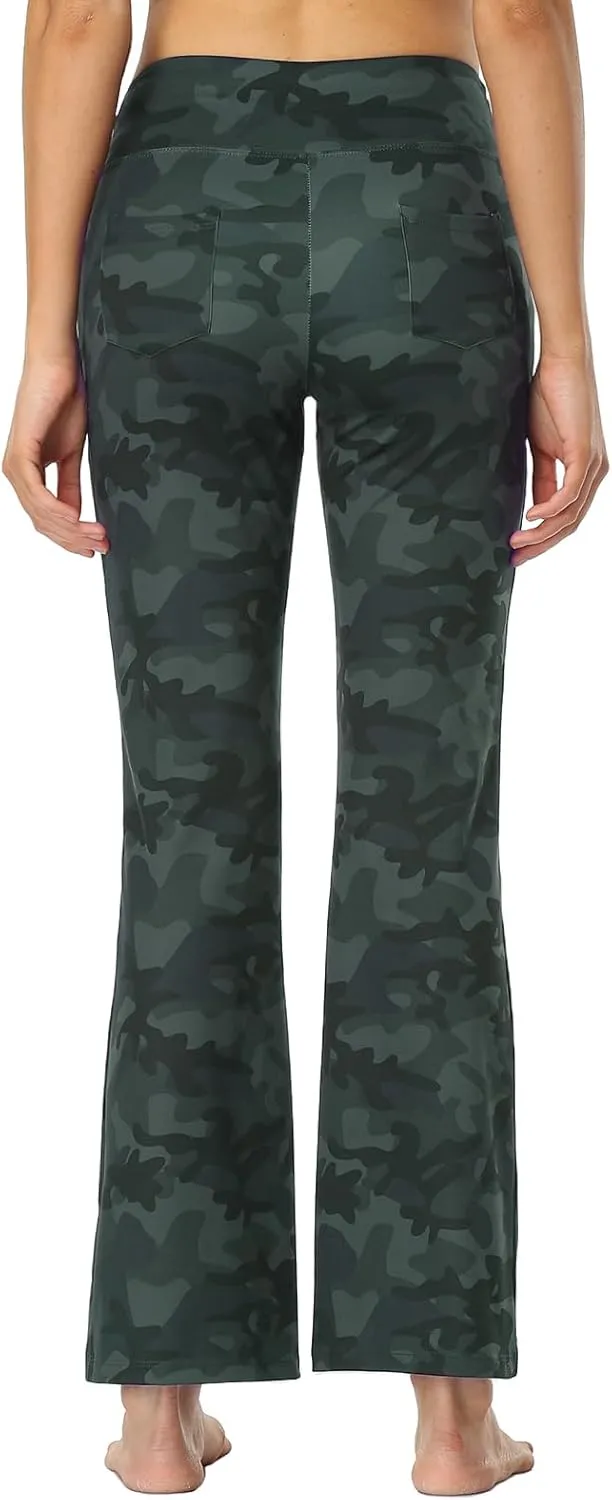 Buttery Soft Women's Bootcut Yoga Pants with 4 Pockets Tummy Control Workout Bootleg Work Pants