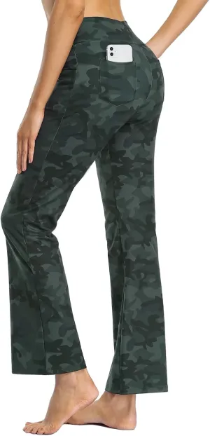 Buttery Soft Women's Bootcut Yoga Pants with 4 Pockets Tummy Control Workout Bootleg Work Pants