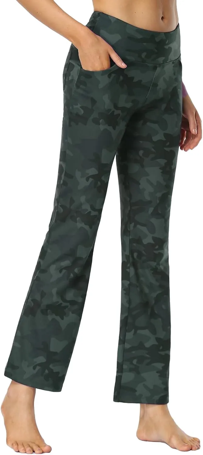 Buttery Soft Women's Bootcut Yoga Pants with 4 Pockets Tummy Control Workout Bootleg Work Pants