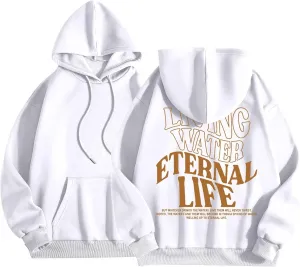 Christian Sweatshirts For Women Living Water Eternal Life Hoodies Long Sleeve Oversized Hoodies Jesus Sweatshirts
