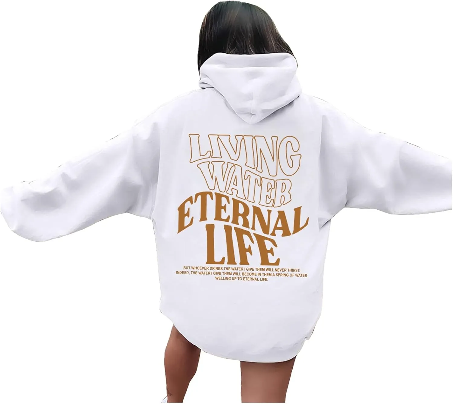 Christian Sweatshirts For Women Living Water Eternal Life Hoodies Long Sleeve Oversized Hoodies Jesus Sweatshirts