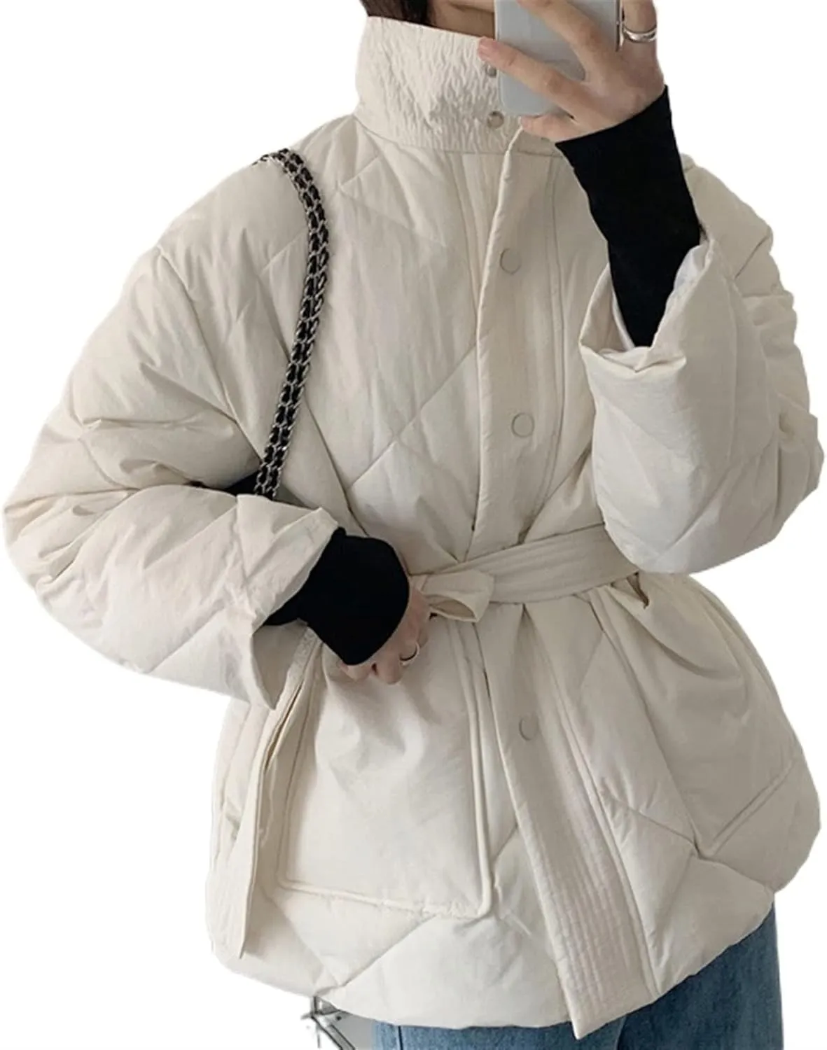Down jacket women Winter Thick Cotton Padded Coats Women Single-breasted Female Parkas Stand Collar Female Jackets