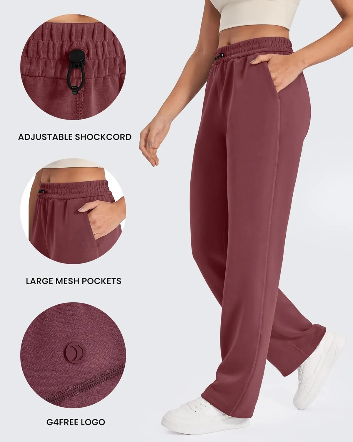 G4Free Smoofit Wide Leg Sweatpants Yoga Pants with Pockets Drawcord Casual Lounge Pants Modal Soft Petite/Regular/Tall