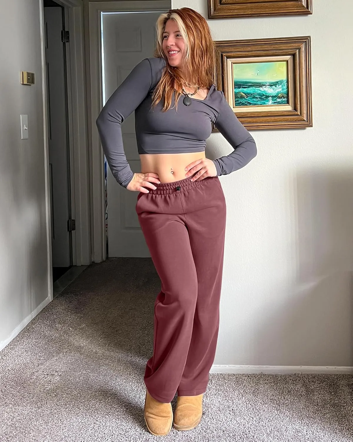 G4Free Smoofit Wide Leg Sweatpants Yoga Pants with Pockets Drawcord Casual Lounge Pants Modal Soft Petite/Regular/Tall
