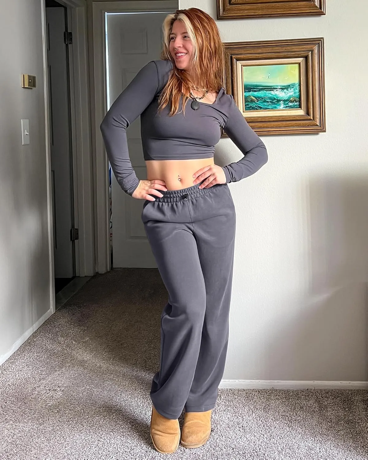 G4Free Smoofit Wide Leg Sweatpants Yoga Pants with Pockets Drawcord Casual Lounge Pants Modal Soft Petite/Regular/Tall