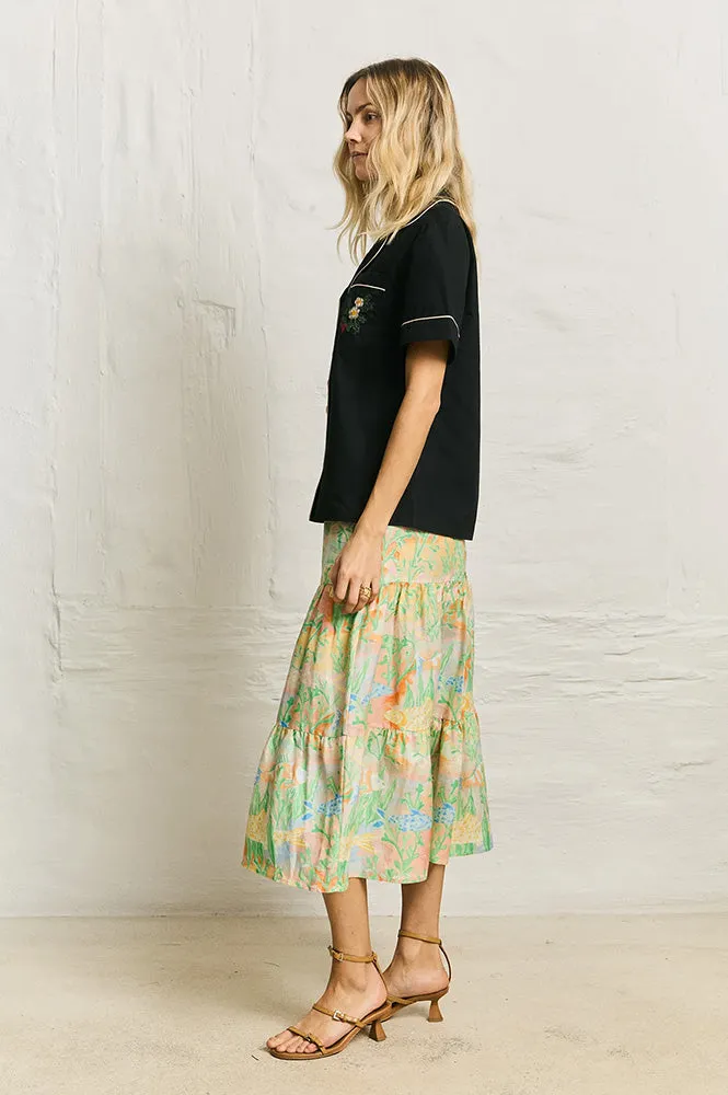 Helmstedt Fiona Embroidered Black Shirt