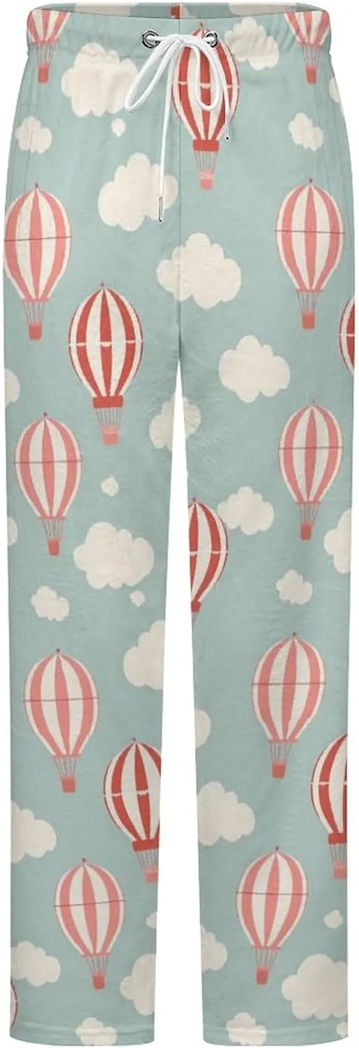 Hot Air Balloon Balloonist Womens Flannel Pajama Pants Soft Plush Lounge Bottoms Comfy Pjs Sleepwear Pant