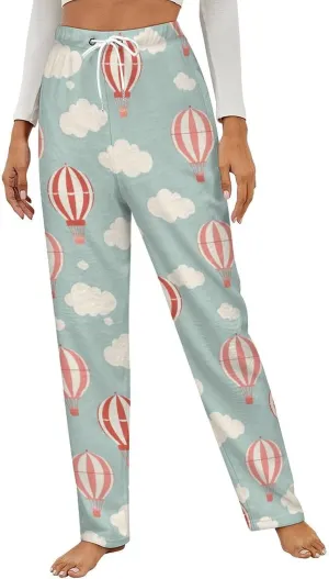 Hot Air Balloon Balloonist Womens Flannel Pajama Pants Soft Plush Lounge Bottoms Comfy Pjs Sleepwear Pant