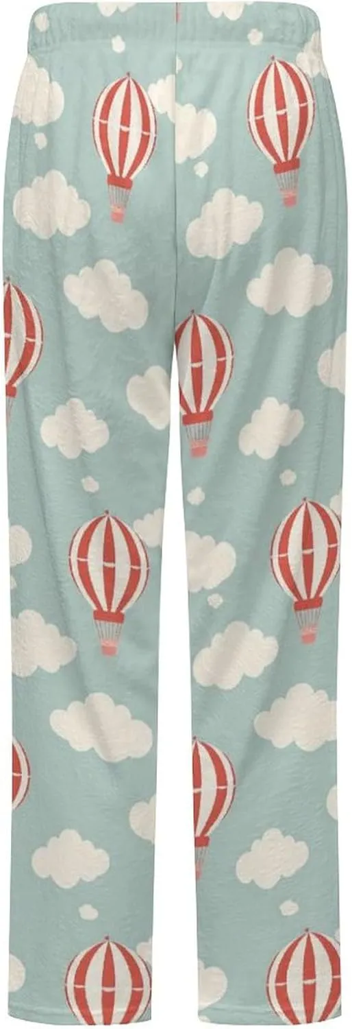 Hot Air Balloon Balloonist Womens Flannel Pajama Pants Soft Plush Lounge Bottoms Comfy Pjs Sleepwear Pant