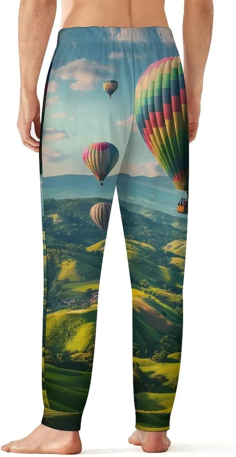 Hot-Air Balloons Mens Pajama Pants Soft Lounge Pants Pj Bottoms with Pockets