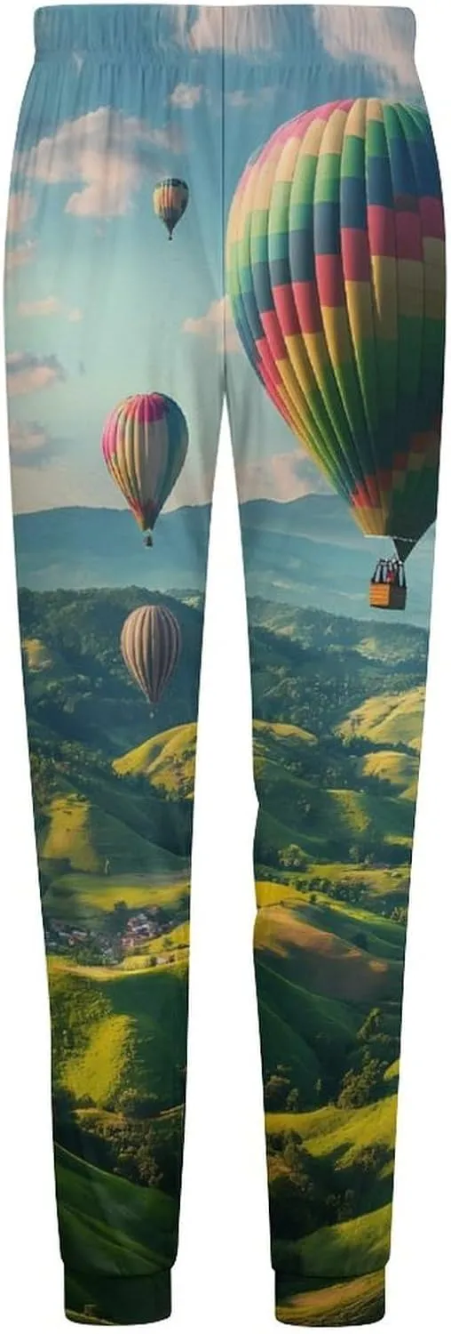 Hot-Air Balloons Mens Pajama Pants Soft Lounge Pants Pj Bottoms with Pockets