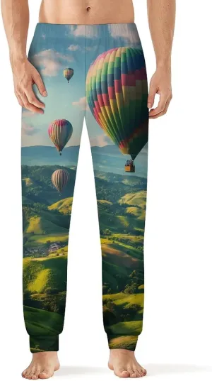 Hot-Air Balloons Mens Pajama Pants Soft Lounge Pants Pj Bottoms with Pockets