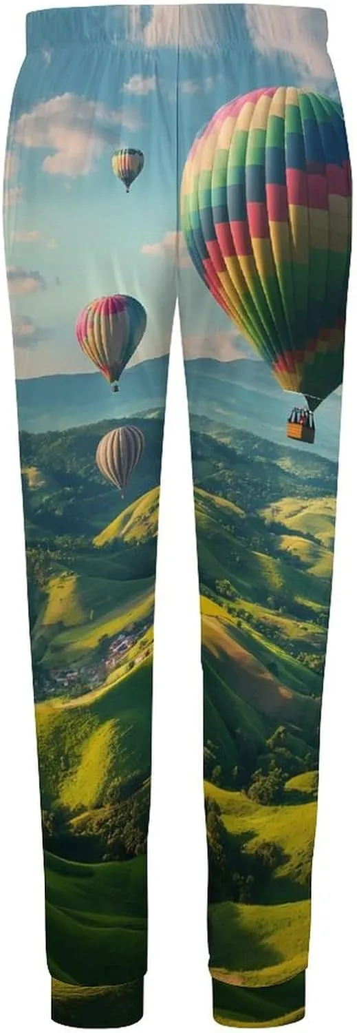 Hot-Air Balloons Mens Pajama Pants Soft Lounge Pants Pj Bottoms with Pockets