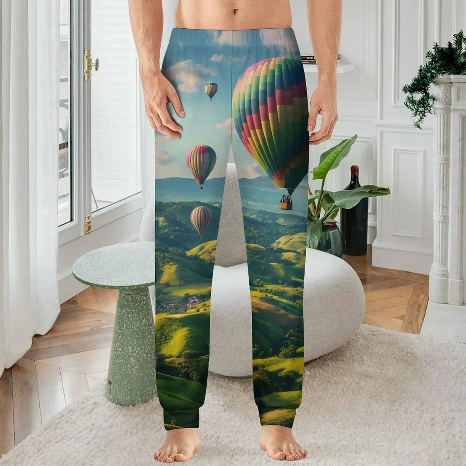 Hot-Air Balloons Mens Pajama Pants Soft Lounge Pants Pj Bottoms with Pockets