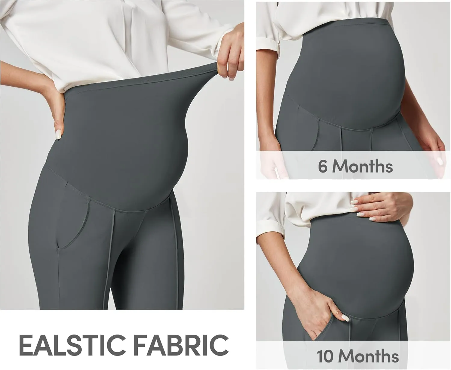 IUGA Soft Maternity Pants Over The Belly with Pockets Stretchy Maternity Clothes for Work Pregnancy Flare Maternity Leggings