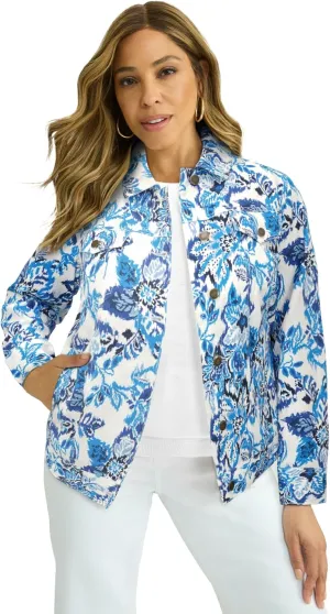 Jessica London Women's Plus Size Classic Cotton Button Down Denim Jean Jacket