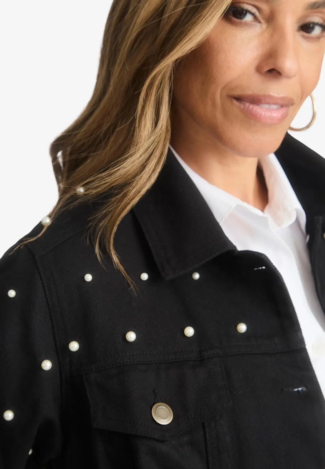 Jessica London Women's Plus Size Classic Cotton Button Down Denim Jean Jacket