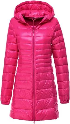 JNKIHAPOT Women's Down Jacket Winter White Duck Down Long Coats Outdoor Hiking Trekking Jackets