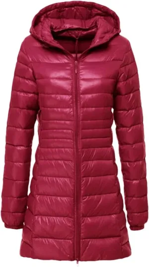 JNKIHAPOT Women's Down Jacket Winter White Duck Down Long Coats Outdoor Hiking Trekking Jackets
