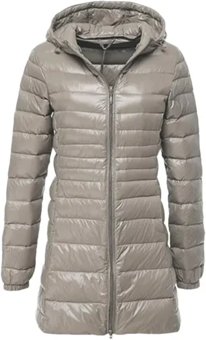 JNKIHAPOT Women's Down Jacket Winter White Duck Down Long Coats Outdoor Hiking Trekking Jackets