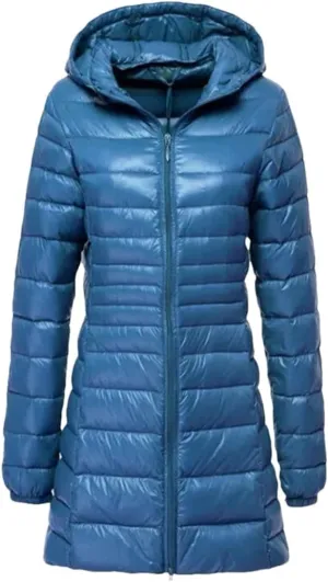 JNKIHAPOT Women's Down Jacket Winter White Duck Down Long Coats Outdoor Hiking Trekking Jackets