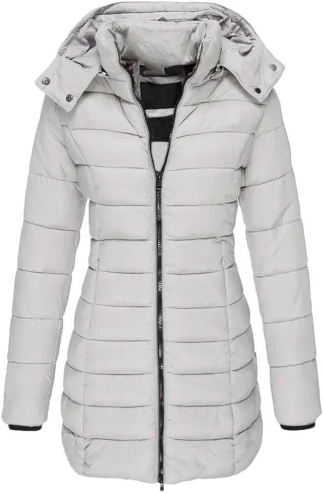 JNKIHAPOT Women's Winter Cotton Coat Medium-Length Slimming Smooths Your Silhouette Padded Jacket Warm Down Coat