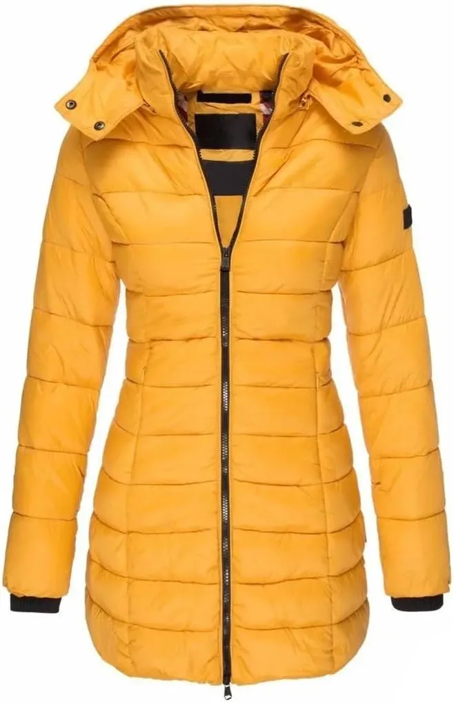 JNKIHAPOT Women's Winter Cotton Coat Medium-Length Slimming Smooths Your Silhouette Padded Jacket Warm Down Coat
