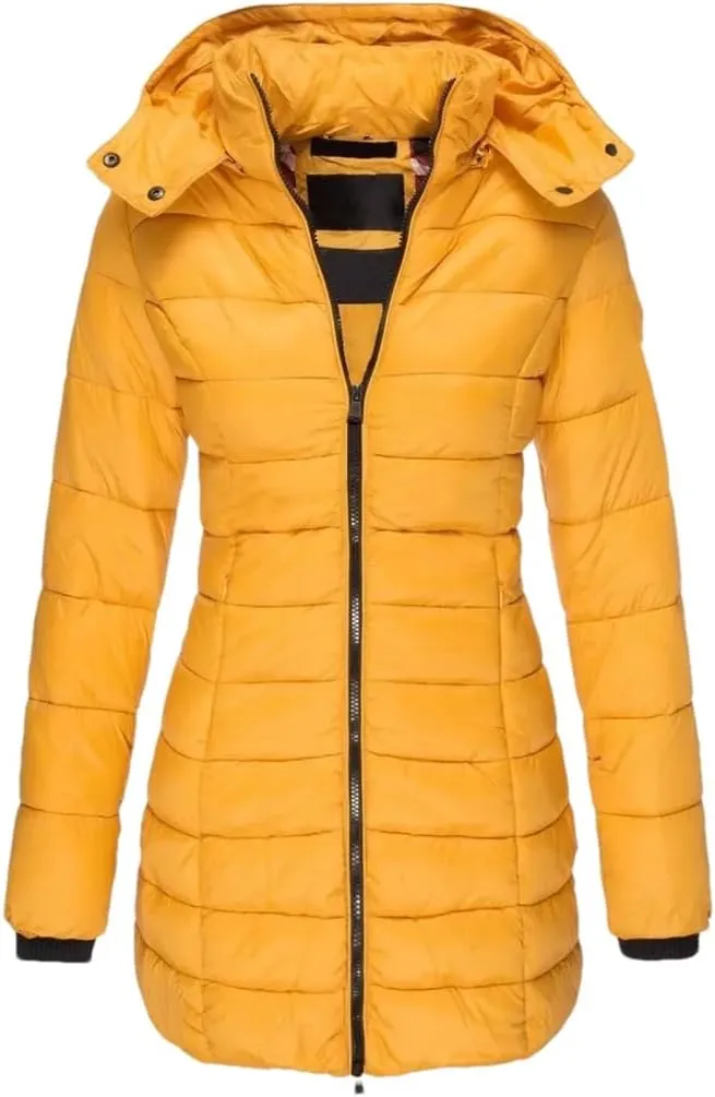 JNKIHAPOT Women's Winter Cotton Coat Medium-Length Slimming Smooths Your Silhouette Padded Jacket Warm Down Coat