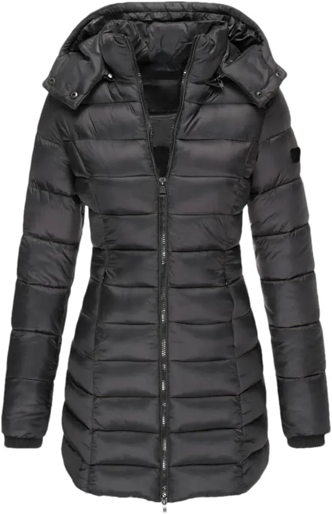 JNKIHAPOT Women's Winter Cotton Coat Medium-Length Slimming Smooths Your Silhouette Padded Jacket Warm Down Coat