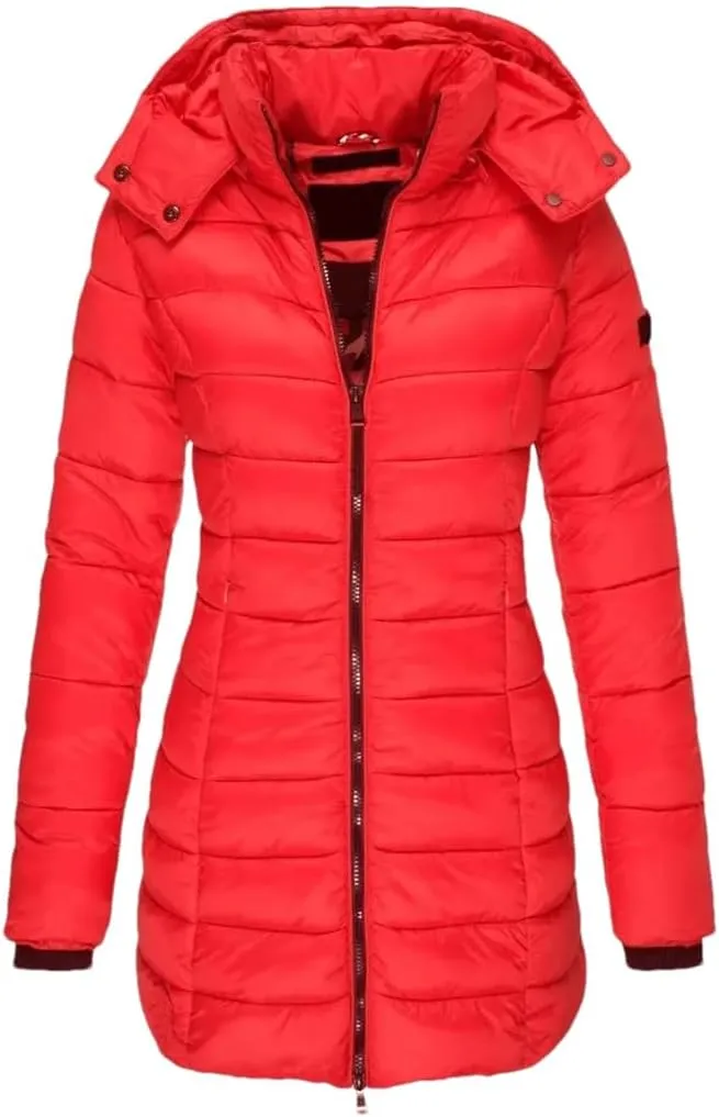 JNKIHAPOT Women's Winter Cotton Coat Medium-Length Slimming Smooths Your Silhouette Padded Jacket Warm Down Coat