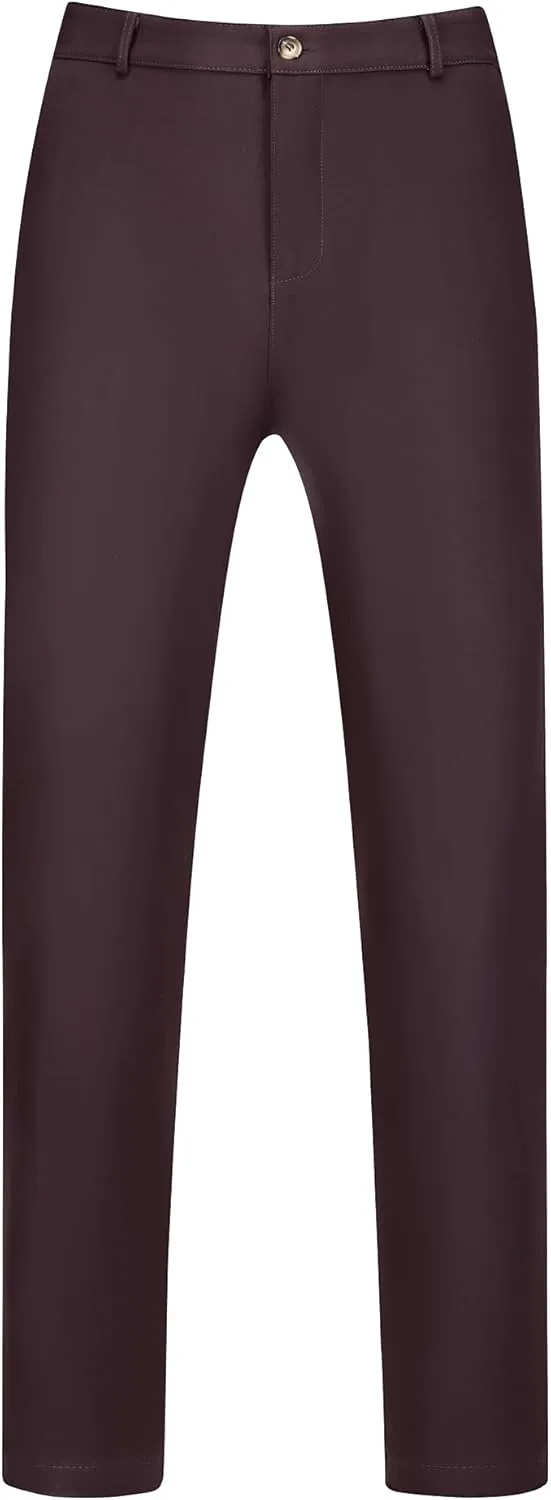 Lars Amadeus Dress Pants for Men's Slim Fit Flat Front Work Office Tapered Chino Pants