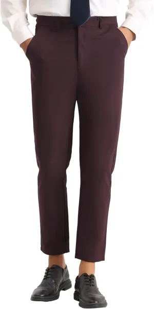 Lars Amadeus Dress Pants for Men's Slim Fit Flat Front Work Office Tapered Chino Pants